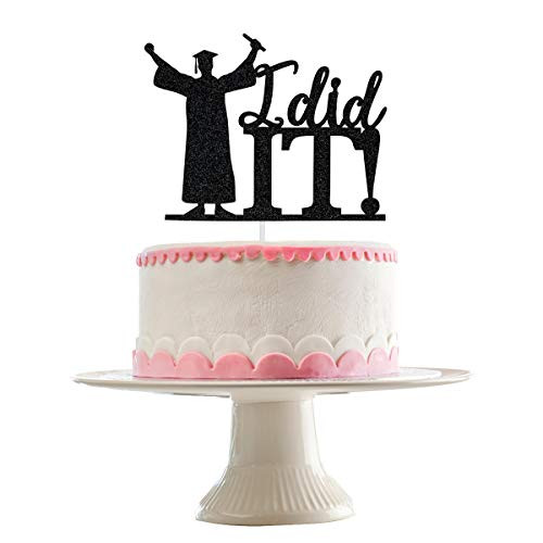 Black Glittery I Did It Cake Topper Graduation Party DecorationsHigh School Graduation College Grad Party Decorations Supplies