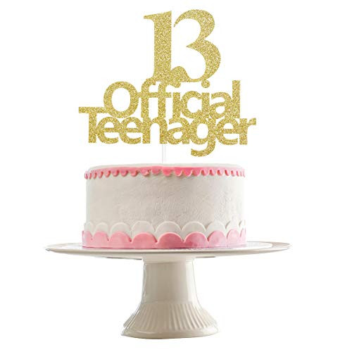 Gold Glittery 13 Official Teenager Cake Topper 13th Birthday Party Decorations13th Birthday Cake Topper Decor?Double Sided Glitter? Gold Glittery 13 Official Teenager Cake Topper 13th Birthday Party Decorations13th Birthday Cake Topper Decor?Double Sided Glitter?