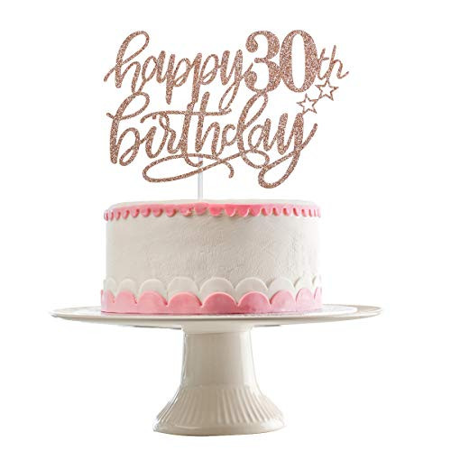 Rose Gold Glittery Happy 30th Birthday Cake Topper 30th Birthday Party Decorations30th Anniversary Party DecorBirthday Cake Decor
