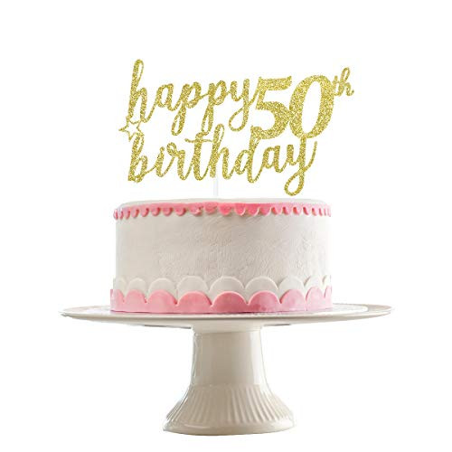 Happy 50th Birthday Cake Topper 50th Birthday Party Decorations50th Birthday Cake Topper50th Anniversary Party Decor?Gold Glittery ?