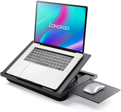LORYERGO Lap Desk  6 Adjustable Angles Laptop Stand with Detachable Mouse Pad  Dual Cushions Portable Laptop Desk Fits Up to 156 Inch Laptops Drawing Table Lap Writing Board for Sofa  Bed