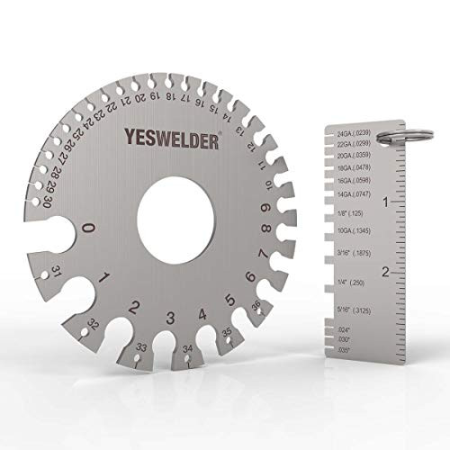 YESWELDER Round Dual Sided Metal Sheet Guage  Metal Sheet Thickness Gauge 2pk Stainless Steel Wire Welding Gauge