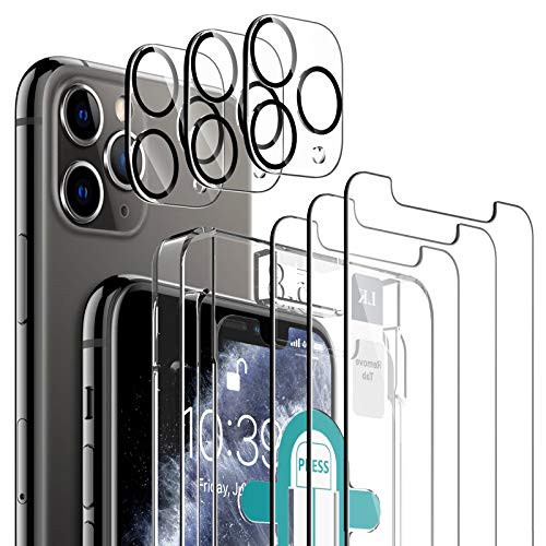 LK 6 Pack 3 Pack Screen Protector with 3 Pack Camera Lens Protector for iPhone 11 Pro Tempered Glass Case Friendly EasyInstallation Tool HD Clear 9H Hardness