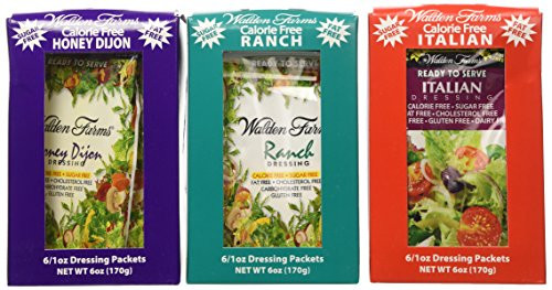 3 Boxes 18 Packets Walden Farms Salad Dressing 1 Oz Packets 1 Box Ranch 1 Box Italian 1 Box Honey Dijon