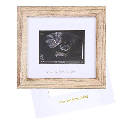 IHEIPYE Baby Love at First Sight Sonogram Keepsake Frame  Baby Ultrasound Picture Frame  Pregnancy Announcement Frame for Expecting Parents Gender Reveal Party Grandparents Rustic Brown