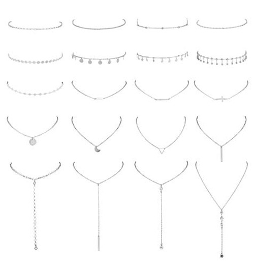 LOYALLOOK 20 Pieces Layered Choker Necklace Adjustable Pendant Necklace Moon Sequins Choker Multilayer Chain Necklace Set for Women LOYALLOOK 20 Pieces Layered Choker Necklace Adjustable Pendant Necklace Moon Sequins Choker Multilayer Chain Necklace Set for Women