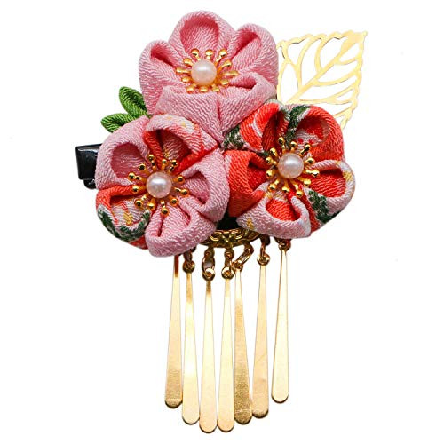 JETEHO Japanese Kimono Flower Hair Clip Kimono Hair Accessories Kanzashi Flower Hair Tie Band Clip for Women Girls Pink JETEHO Japanese Kimono Flower Hair Clip Kimono Hair Accessories Kanzashi Flower Hair Tie Band Clip for Women Girls Pink