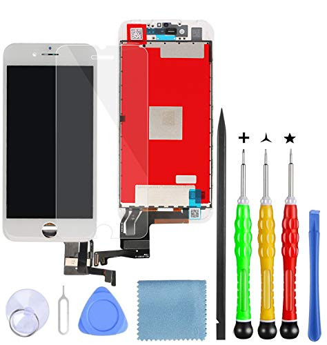 LanSupp Compatible with iPhone 8 Plus Screen Replacement White55 LCD Display Touch Screen Digitizer Frame Assembly Set with Repair Tools Kit