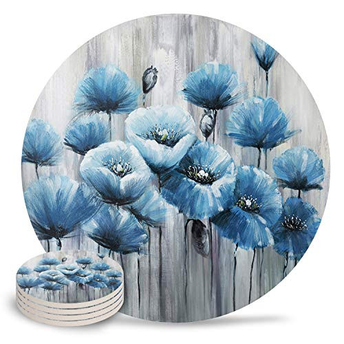 Ceramic Coaster 4Piece Absorbent Stone Coasters with Cork Base Artistic Blue Poppy Flowers Coasters Mats for Cold Drinks Coffee Mugs Glass Cup Place
Ceramic Coaster 4Piece Absorbent Stone Coasters with Cork Base Artistic Blue Poppy Flowers Coasters Mats for Cold Drinks Coffee Mugs Glass Cup Place
