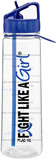 Fight Like a Girl Slimkim II Water Sports Workout Bottle Inspirational Time Marker with Measurement Goals 30 Oz - Blue (Assorted Colors)
