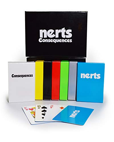 Dynasty Toys Nerts Card Game - 6 Colorful Decks of Standard Playing Cards - 50 Unique Consequence Cards - Travel Box Set