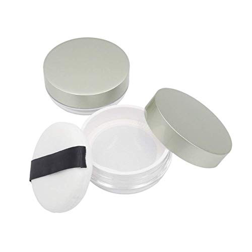 AKOAK Capacity 20 ml067 oz Empty Reusable Plastic Loose Powder Compact Container DIY Makeup Powder Case with Powder Puff and Elasticated Net Sifter