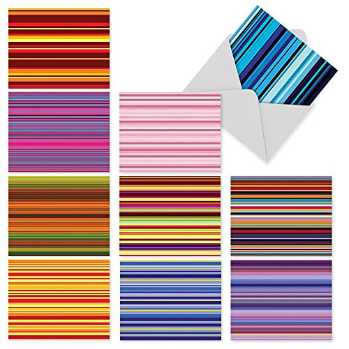 10 AllOccasion Note Cards with Envelopes 4 x 512 inch Assorted True Stripes Blank Greeting Cards Stationery Set for Weddings Baby Showers Birthdays Thank Yous  NobleWorks M2034
