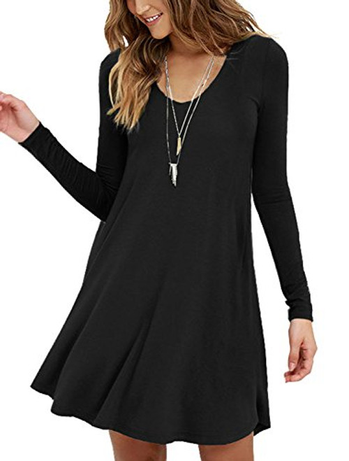 MOLERANI Womens Casual Swing Simple Tshirt Loose Dress XXLarge long Sleeve Black MOLERANI Womens Casual Swing Simple Tshirt Loose Dress XXLarge long Sleeve Black