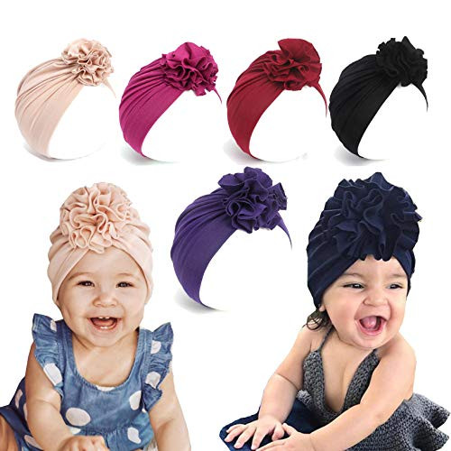 AKAISIHN Baby Girl Hat Newborn Turbans Headwraps Infant Nursery Hospital Hat Toddlers Headwear 5pcs Flower Baby Hats