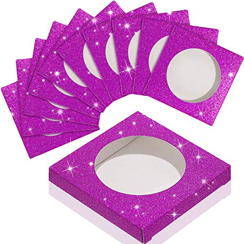 50 Pieces Eyelash Packaging Case Lash Packaging Box Case Glitter False Eyelashes Packaging Box Empty Eyelashes Box Paper Eyelash Box Eyelashes Container Box Case for False Eyelash Care Rose Red