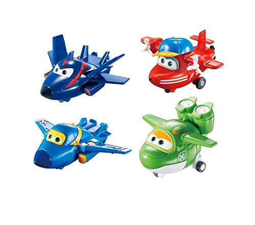 Super Wings - Transforming Toy Figures 4 Pack |Agent Chase, Flip, Jerome and Mira | 2'' Scale