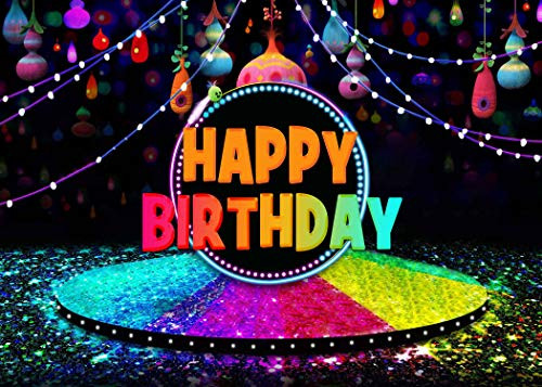 Birthday Backdrop for Cartoon Theme Party FHZON 7x5ft Elf Lights Background Rainbow Stage Backdrop Theme Party Photography Wallpaper Photo Booth Prop MBLSFH3
