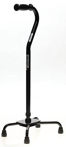 Medline MDS86228 Aluminum Quad Cane with Large Base Black Pack of 2