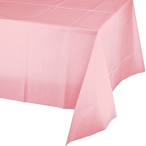 Mountclear 12-Pack Disposable Plastic Tablecloths 54" x 108" Rectangle Table Cover (PINK)