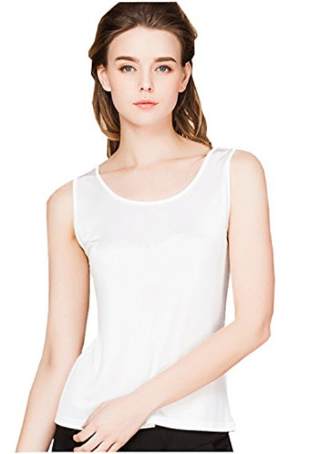 METWAY Womens Shirts Classic Silk Sleeveless Tank Tops Small White