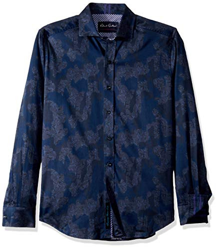 Robert Graham Mens LEE LS Woven Shirt Blue Small