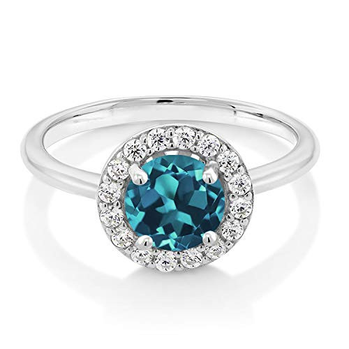 Gem Stone King 925 Sterling Silver London Blue Topaz Womens Halo Engagement Ring 186 Ct Round Gemstone Birthstone Size 9 Gem Stone King 925 Sterling Silver London Blue Topaz Womens Halo Engagement Ring 186 Ct Round Gemstone Birthstone Size 9