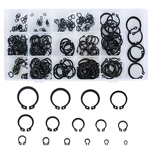 INNKER 300Pcs External Retaining Rings EClip 15 Size Snap Ring Internal Circlip Alloy Steel External Circlip Snap Retaining Clip Ring Assortment Set