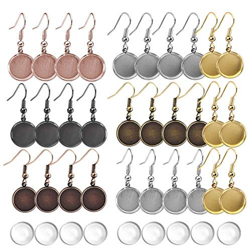 DROLE 140Pcs 12mm Bezels and Cabochons for Earrings  70Pcs Earring Wire Hooks Settings and 12mm Cabochon Settings for Earring Making DIY Crafts 7 Colors DROLE 140Pcs 12mm Bezels and Cabochons for Earrings  70Pcs Earring Wire Hooks Settings and 12mm Cabochon Settings for Earring Making DIY Crafts 7 Colors