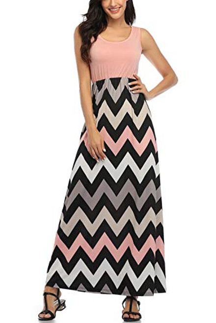 Mommy Jennie Womens Summer Dresses Loose Floral Print Sleeveless Casual Maxi Dresses APink M Mommy Jennie Womens Summer Dresses Loose Floral Print Sleeveless Casual Maxi Dresses APink M