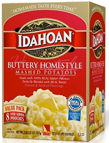 Idahoan Buttery Homestyle Mashed Potatoes Made with Naturally GlutenFree 100 Real Idaho Potatoes 8 Count 4 Servings Each