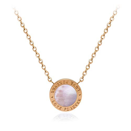 555Jewelry Round Mother of Pearl Pendant Love Forever Stainless Steel Circle Necklace Circle Pendant Necklace Small Circle Necklace Circle Necklaces for Women Rose Gold 555Jewelry Round Mother of Pearl Pendant Love Forever Stainless Steel Circle Necklace Circle Pendant Necklace Small Circle Necklace Circle Necklaces for Women Rose Gold