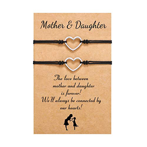 Mother Daughter Bracelet Set Mom Mommy and Me Infinity Heart Matching Wish Bracelet for 2 Jewelry Gift for Mom Daughter Girls Mother Daughter Bracelet Set Mom Mommy and Me Infinity Heart Matching Wish Bracelet for 2 Jewelry Gift for Mom Daughter Girls