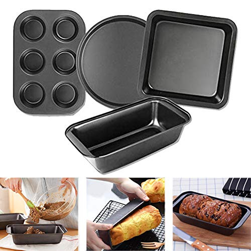 TAHAN Loaf Pan Cake Pans Sets for Baking Cake Pans Set Round Square Loaf Pan Nonstick Cake Pans Fourpiece mold set