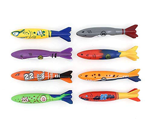 ZHMY Swimming Diving Toy for Pool Use Gliding Shark Throwing Torpedo Underwater 8 Pcs/Set
