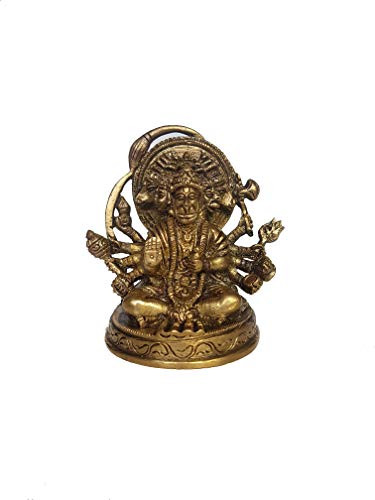 35x25 inches Vir Panchmukhi Hanuman Bajrang Bali Vayuputra Hindu Religious Lord Sitting Bali Monkey God of Power Brass Metal Statue Sculpture Idol for Health Wealth Prosperity  Happiness