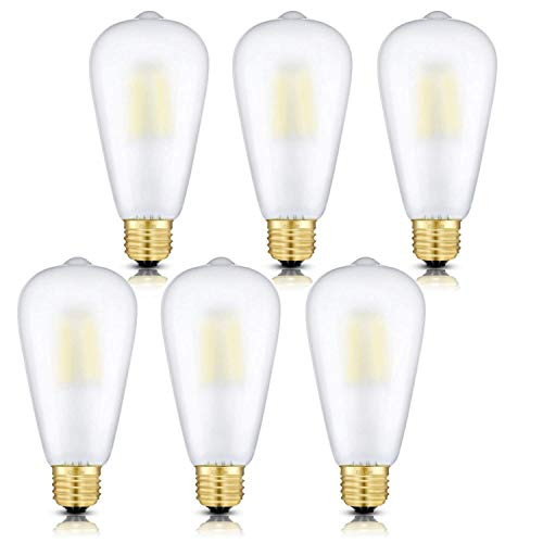 CRLight 4W Dimmable 4000K LED Edison Bulb Daylight White 400LM 40W Equivalent E26 Medium Base ST64 Vintage Edison Style Frosted Glass LED Filament Bulbs Pack of 6