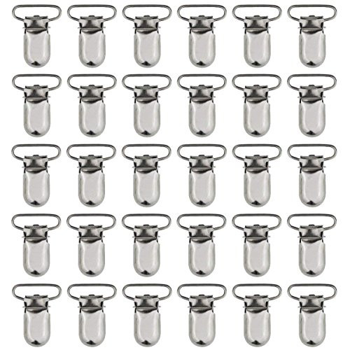 25pcs 25mm Pacifier Suspender Clips JerryMart Pacifier Clips for Making Pacifier Holders Bib Clips Toy Holder Silver 25mm
