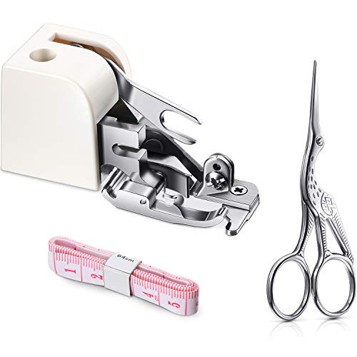 Side Cutter Overlock Presser Foot CY10 for LowShank Sewing Machines with Soft Tape Measure and Scissors Sewing Attachment Accessory Set