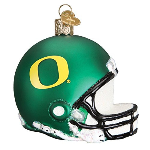 Old World Christmas Glass Blown Ornament with S-Hook and Gift Box, College Football Helmet Collection (Oregon)