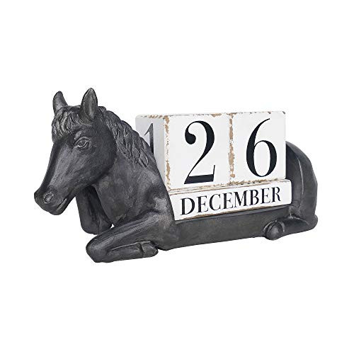 NIKKY HOME Vintage Animal Horse Perpetual Desk Calendar Blocks Black