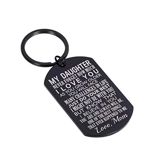Daughter Gift from Mom Inspirational Keychain Gifts for Adult Teen Girl Women Birthday Valentines Day Mothers Day Graduation Gift to Daughter from mummy Mother in Law Stepmom i Love You Black