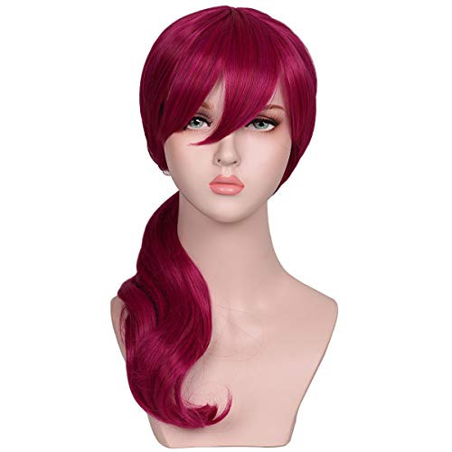ColorGround Long Wavy Anime Cosplay Pigtail Wig for Halloween Parties and Cons Magenta