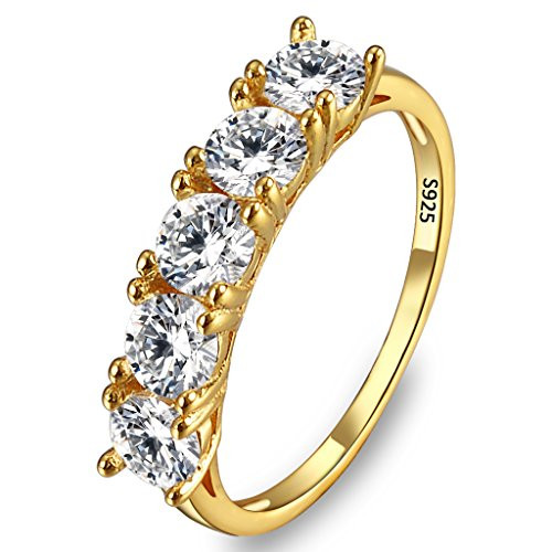 EVER FAITH Womens 925 Sterling Silver Prongs Set CZ Half Eternity Engagement Prom Ring Size 7