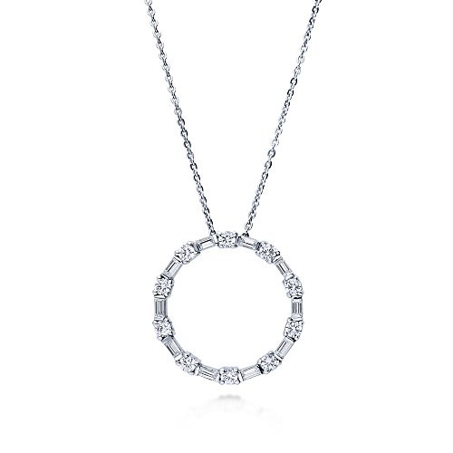 BERRICLE Rhodium Plated Sterling Silver Cubic Zirconia CZ Open Circle Wedding Pendant Necklace BERRICLE Rhodium Plated Sterling Silver Cubic Zirconia CZ Open Circle Wedding Pendant Necklace