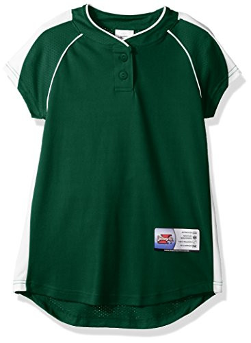 Intensity Girls Two Button Softball Top Dark GreenWhite Small