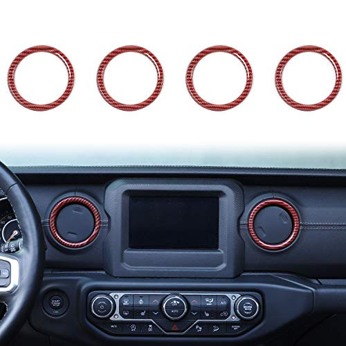 Voodonala for Jeep JL Dash Air Conditioning Vent Outlet Trim for 20182019 Jeep Wrangler JL JLU Gladiator JT Trunk ABS RedBlack Fiber