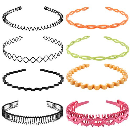 NLCAC Metal Headband Spring Wavy Hair Band Hair Clasp for Men Women NonSlip Toothed Hair Hoop Headwear Hair Accessories 8 Pack NLCAC Metal Headband Spring Wavy Hair Band Hair Clasp for Men Women NonSlip Toothed Hair Hoop Headwear Hair Accessories 8 Pack