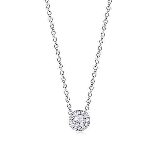 Sterling Silver Round Created Diamond Tiny Dot Opal Choker Necklace Opal Tiny Dot Necklaces for Womensilverdot