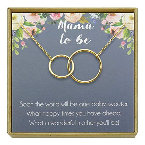IDLAN Mom to Be Gift Pregnancy Gift New Mom Gift Expectant Mother Necklace Two Interlocking Infinity Circles Necklace Gold